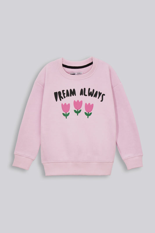 Loose Fit Floral Girls Sweatshirt