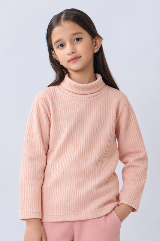 Girls Ribbed High Neck
