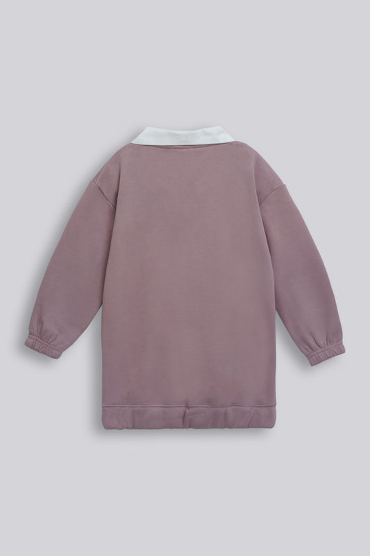 Girls Contrast Collar Long Sweatshirt