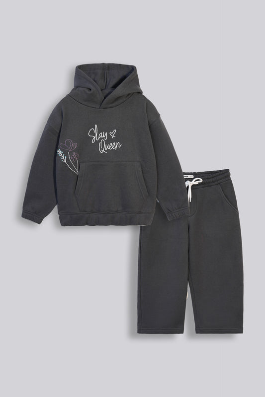 Girls Loose Fit Embroided Suite