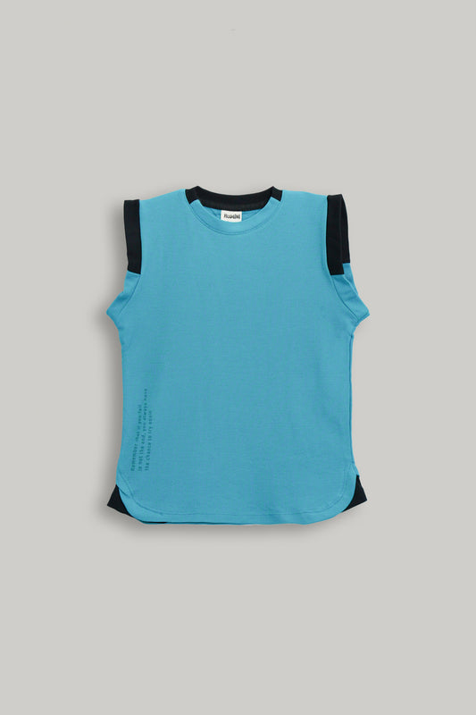 Boys Textured Pique Sleeve Less Tee