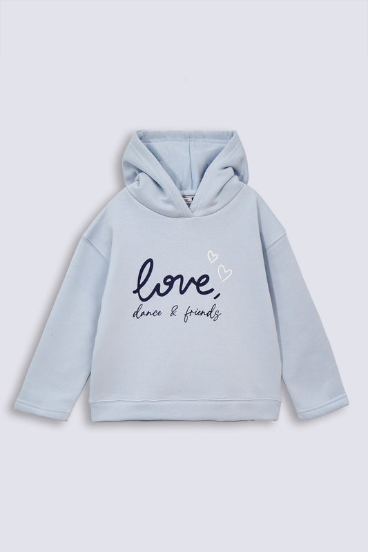Girls Loose Fit Printed Hoodie