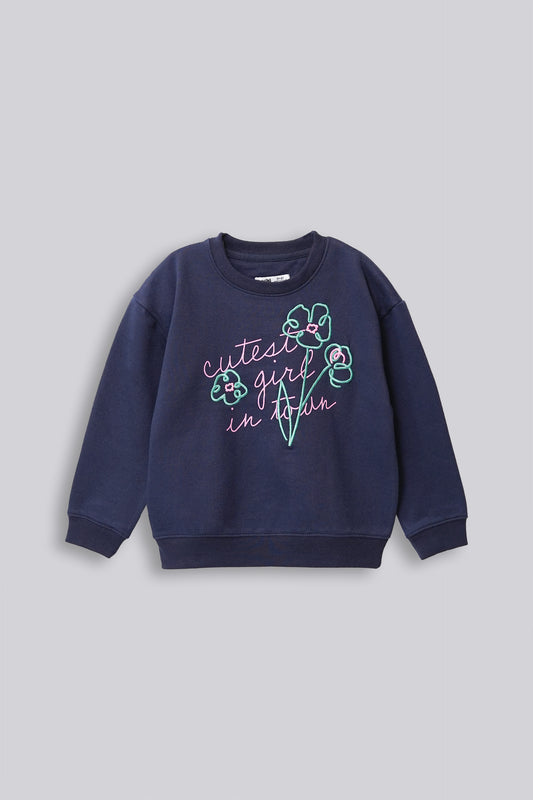Girls Loose Fit Embellished Sweatshirt