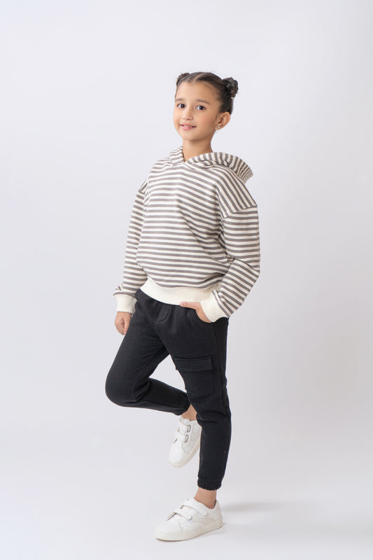 Cropped Striper Girls Hoodie