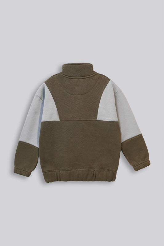 Boys Contrast Panel Zip-up Upper