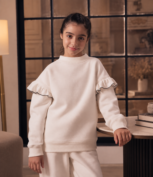 Girls Loose Fit Sweatshirt With Frill