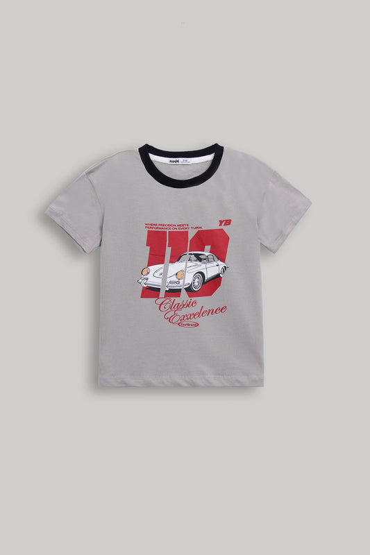 Boys Contrast Rib Graphic Tee