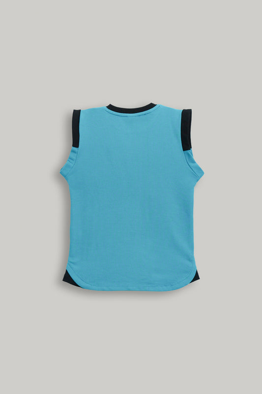 Boys Textured Pique Sleeve Less Tee