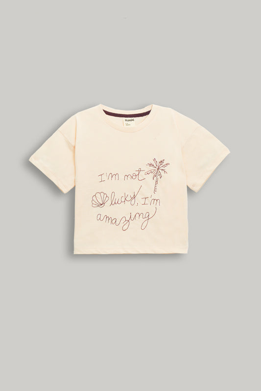 Girls Super Soft Boxy Fit Embroided Tee