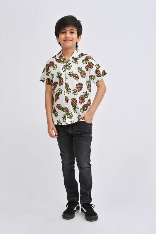 Printed Boys Resort Collar Shirt