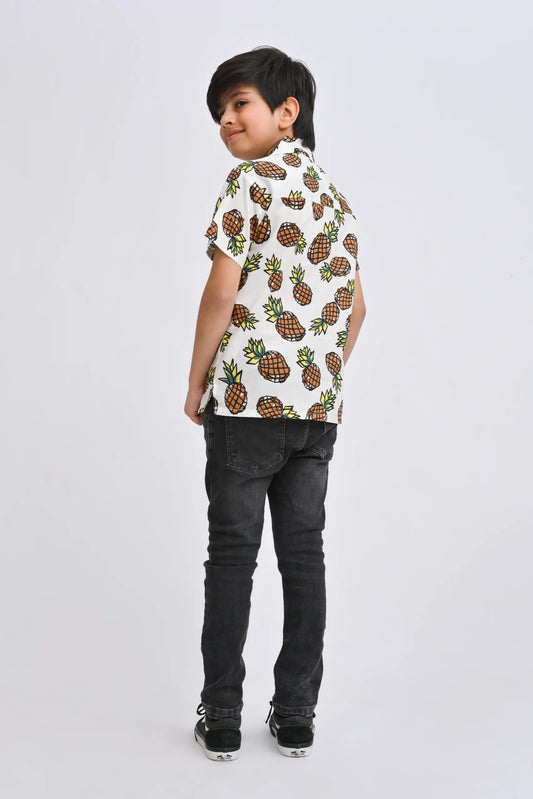 Printed Boys Resort Collar Shirt