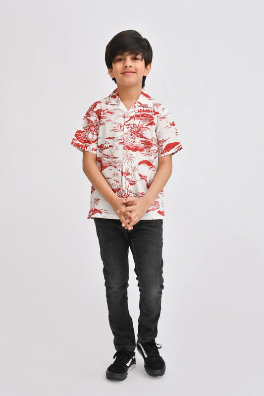 Boys Printed Resort Collar Shirt