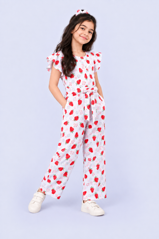 Strawberry Print - Girls Jumpsuit