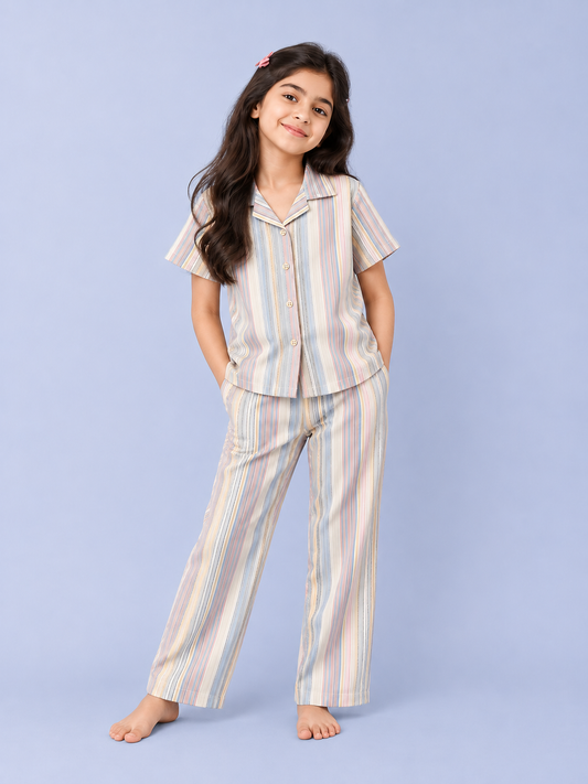 Multicolor Cotton Night Suit
